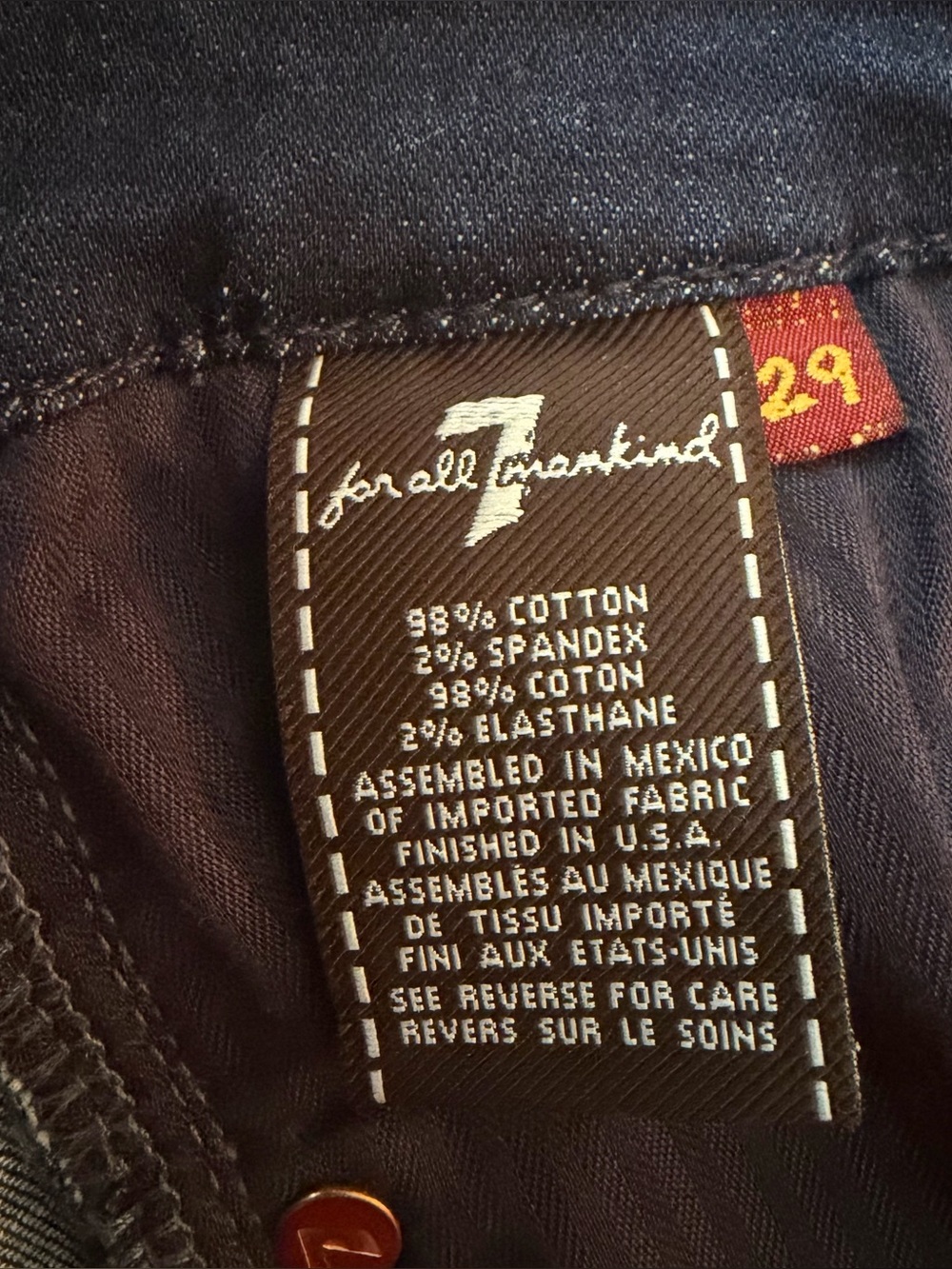 7 For All Mankind A Pocket Flare Jeans Dark Wash Size 29 - Picture 10 of 10